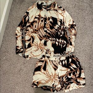 True destinations Floral Button-Up Shirt and Shorts Set medium
